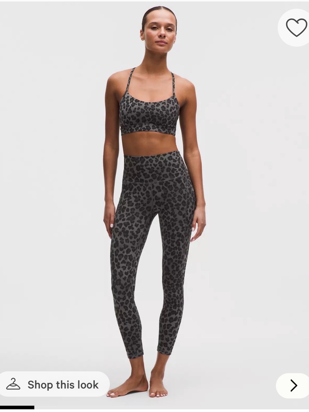 Lululemon cheetah Align 25” and y sports bra.